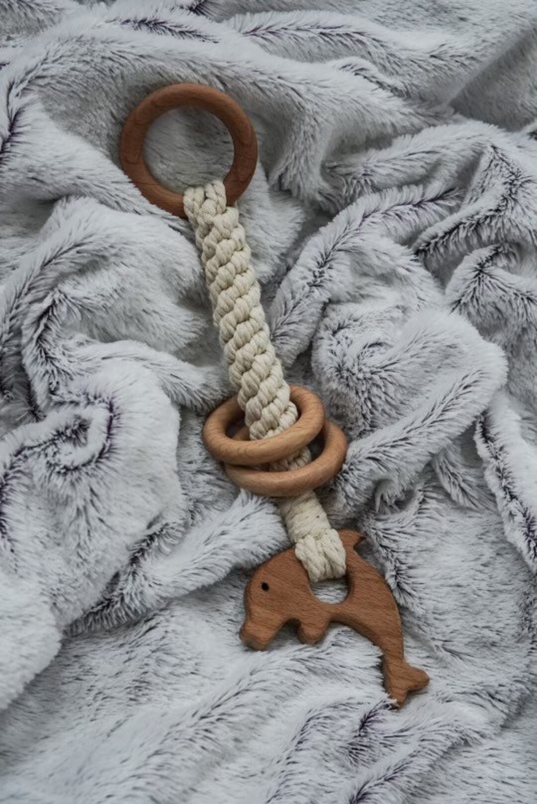 Macrame and Wood Baby Rattle Montessori Style Baby Toy Etsy