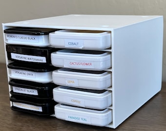 Ink Pad Storage Cube for StazOn, Hero Arts, Simon Says Stamp, Concord & 9th, and Gina K. sized Ink Pads |  Mix and Match Craft Organization