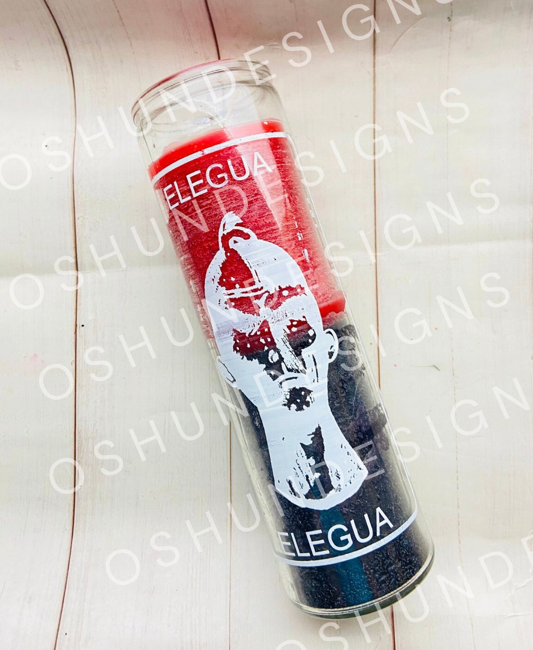 Elegua Orisha Glass Candle, Elegua Vela De Vidrio, Blessing and Wishing