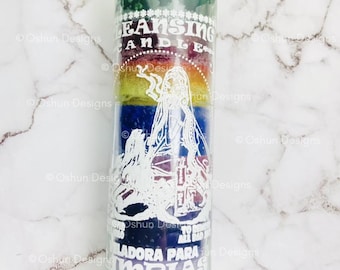 Remove All Cleansing Candle, Cleansing 7 Color Glass Candle, Vela de limpia Remover Todo, Limpia de 7 Colores