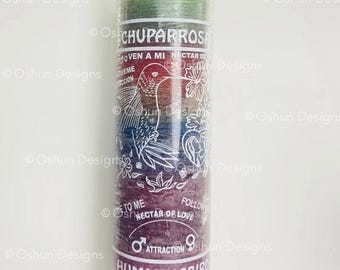 7 color hummingbird candle, Siete colores vela de chuparosa, Chuparosa vela de amor, Love candle, Glass Candle