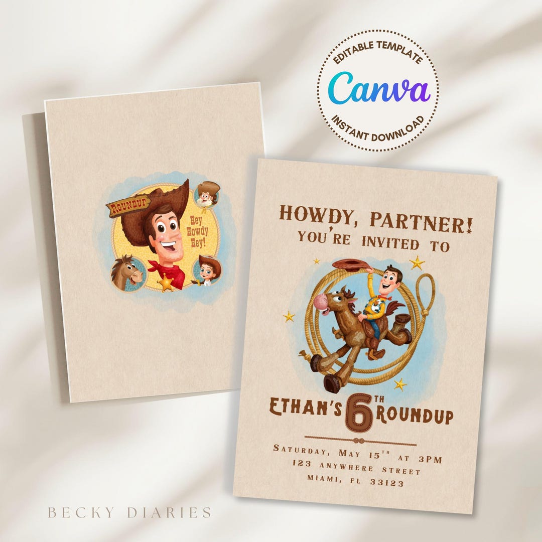 Woody First Rodeo Invite Woody’s Roundup Birthday Invitation, Toy Story Western Party Invite ...