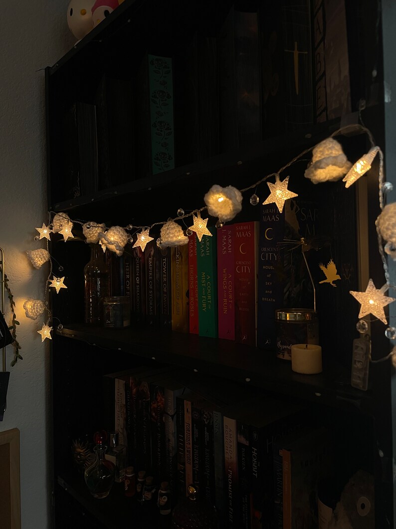 Crochet Bookshelf String Lights Etsy