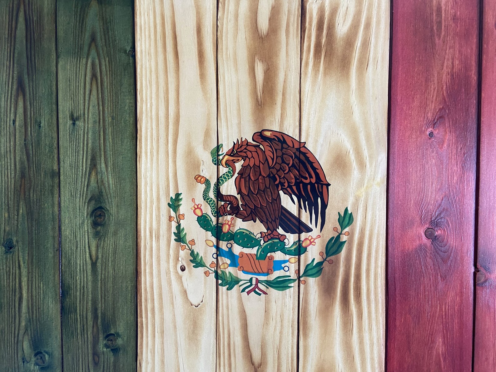 LARGE Handcrafted Rustic Wood Mexico Flag 33 X Etsy