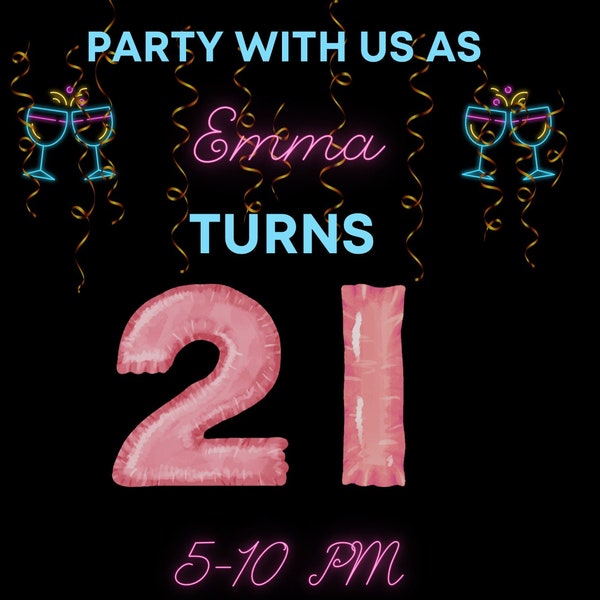 21st birthday invite, digital download invite, 21st women’s birthday invite, customizable invite, Editable Template