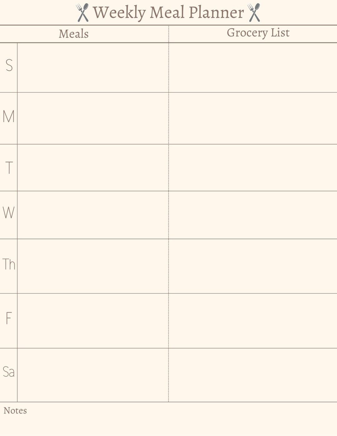 Weekly Meal Planner Template: Minimalist Printable Grocery List ...