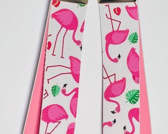 Faux Leather Flamingo Pattern Wristlet