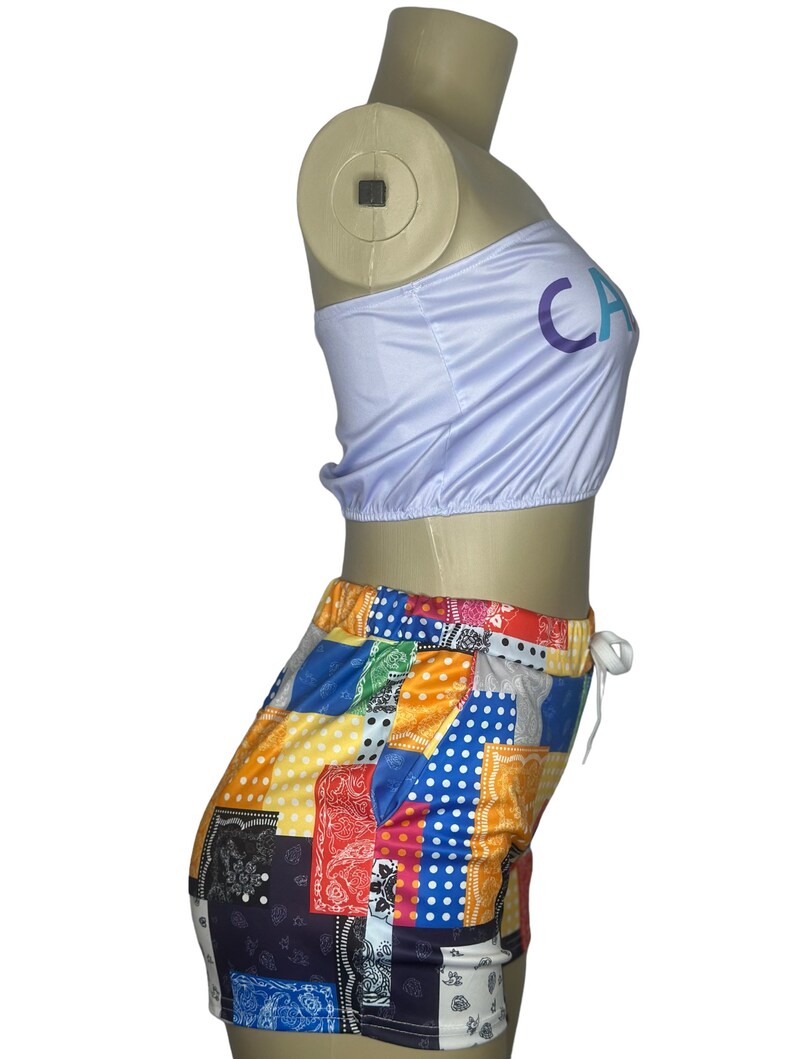 Avery Top and Patchwork Drawstring Shorts Set