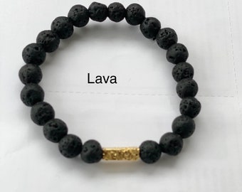 Pulsera De Pareja De 6 Mm De Cuentas De Piedra Negra Mate De Pulsera De Pareja De 6 Mm De Cuentas De Piedra Negra Mate De