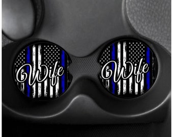 Sottobicchieri per auto con la moglie della polizia