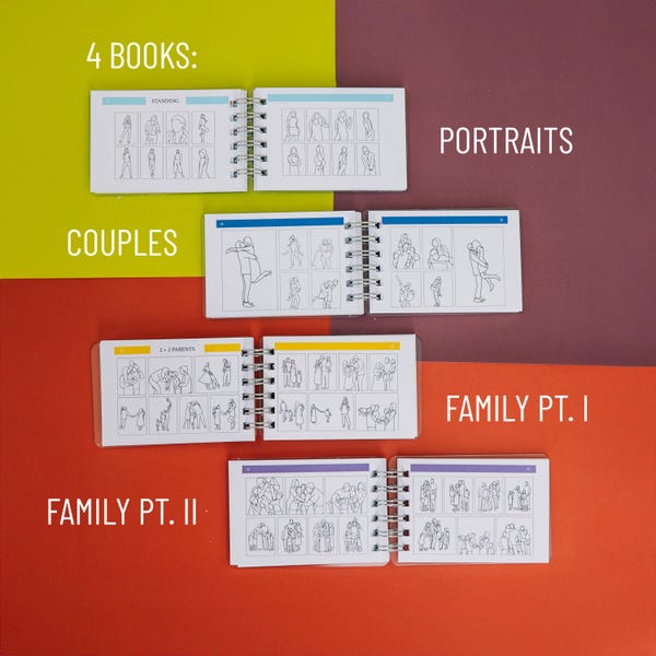 Série de Livros de Poses - Todas as Edições || Edição para Casais e Casamentos || Edição para Retratos || Edição para Famílias Pequenas - Partes I e II || Guia de Poses