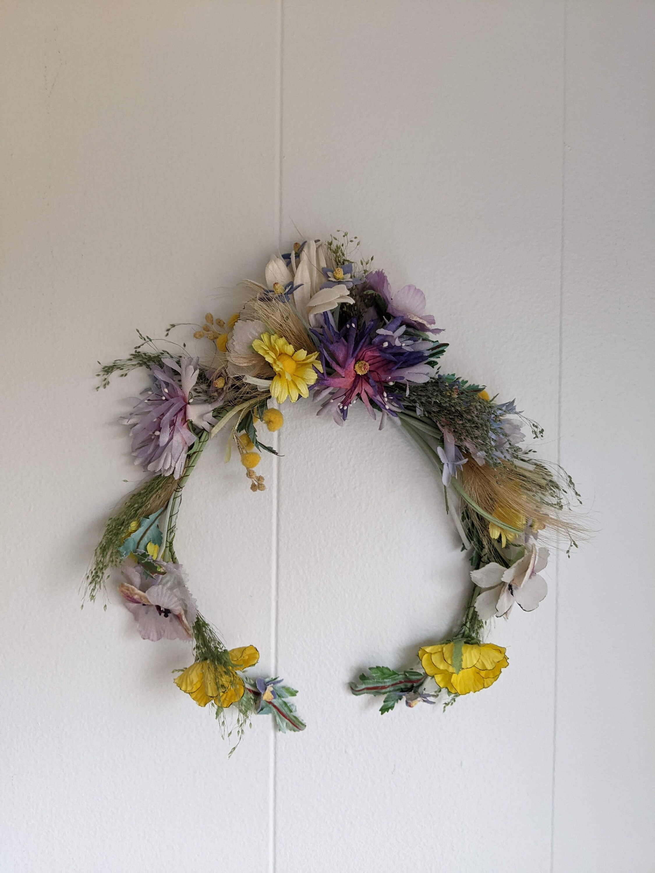 Vintage Multicolored Floral Headpiece, Spring Crown, 20 