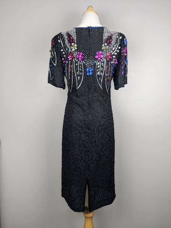 80s black and multicolored beaded dress by Carina… - image 4