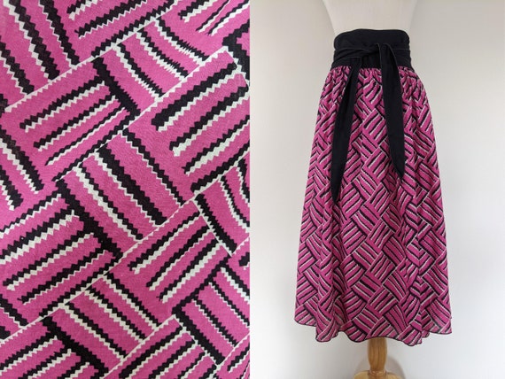 Pink 80s wrap skirt by Jeanne Marc, Waist 30-36 i… - image 1
