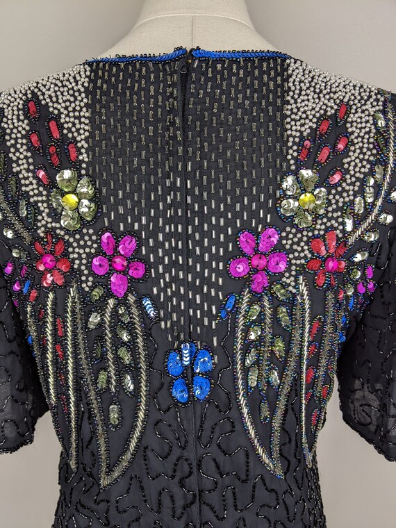 80s black and multicolored beaded dress by Carina… - image 6
