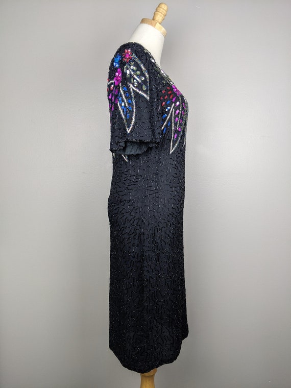 80s black and multicolored beaded dress by Carina… - image 3