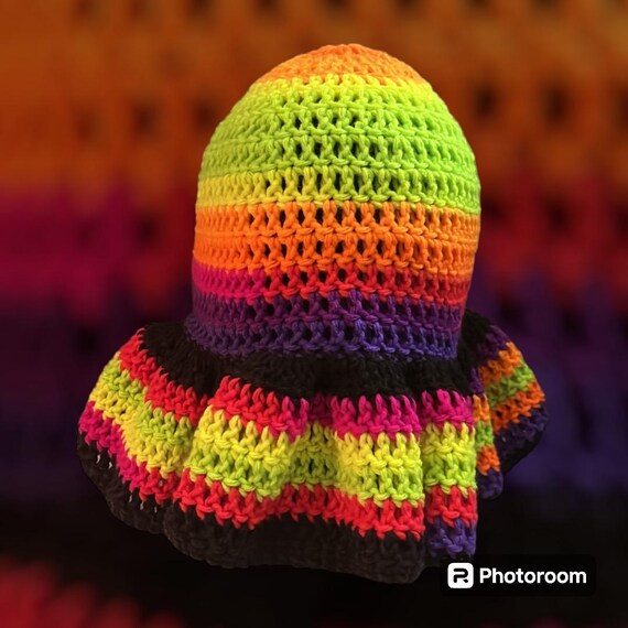 Multicolor Crochet Ruffle Hat | Crochet Ruffle Hat | Trendy 