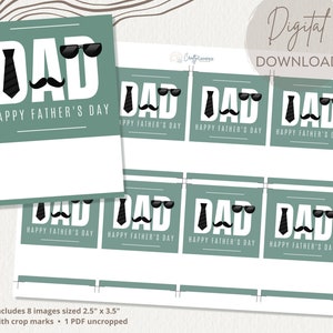 Father&#39;s Day Gift Tag | Greatest Dad Printable | Mustache Father Gift Tag | Favor Bag Tag | Printable Gift Tag