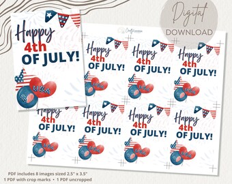 4th of July Gift Tag | USA Printable | Independence Day Gift Tag | Kids Bag Tag | Printable Gift Tag