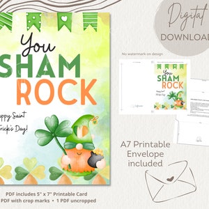 Saint Patrick&#39;s Day Card | St Pats Card Printable | You ShamROCK Printable Card | Printable St Pats Day Card | Digital Shamrock