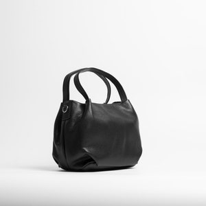 Leather bag, handbag, handmade leather bag, woman leather bag, minimalist leather bag, elegant, handcraft, KENATA, brand with mission, Black image 1