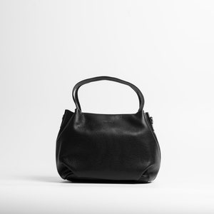 Leather bag, handbag, handmade leather bag, woman leather bag, minimalist leather bag, elegant, handcraft, KENATA, brand with mission, Black image 2