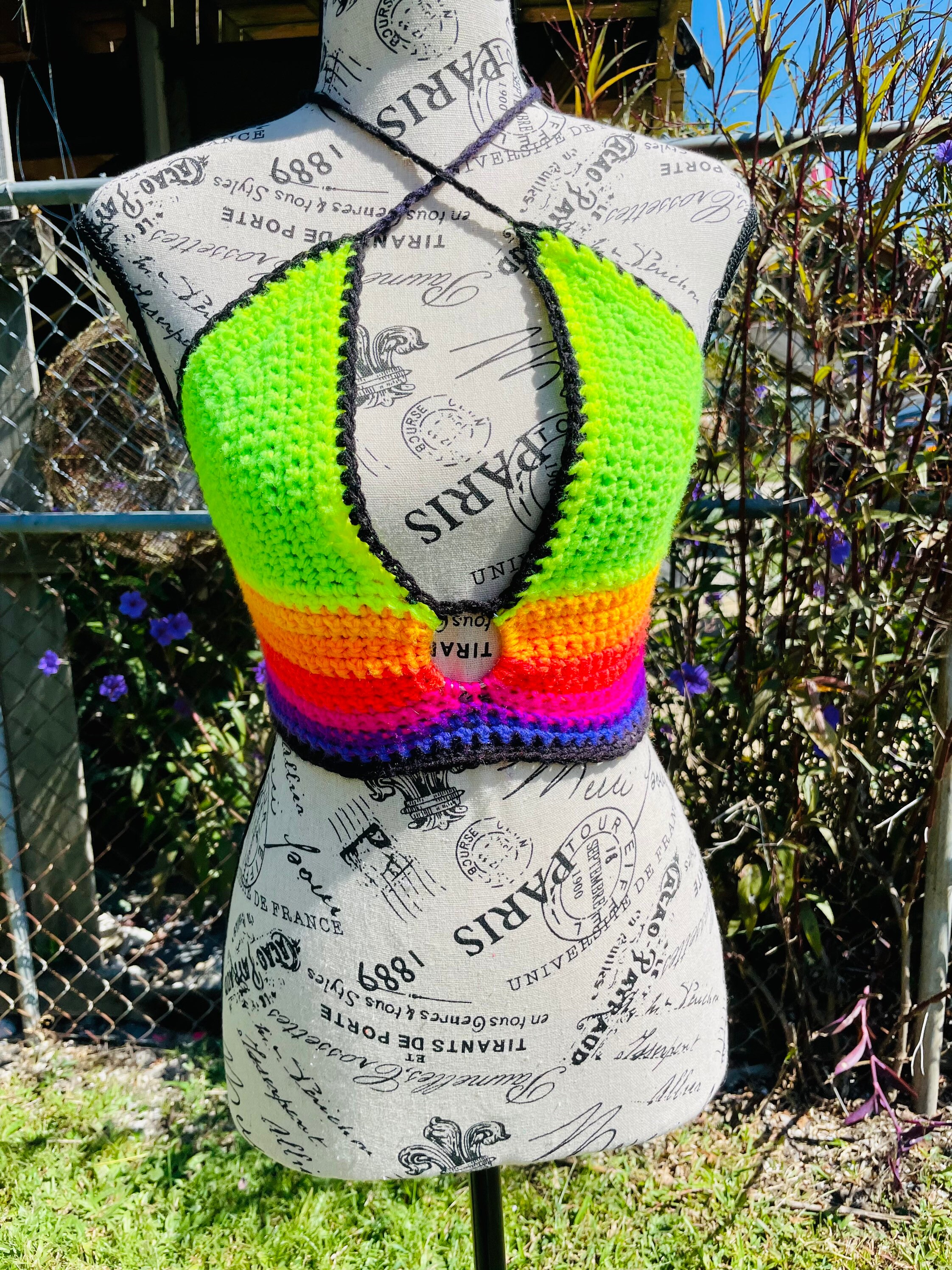 Neon Blacklight Reactive O Ring Crochet Top - Etsy