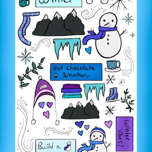 Digital Winter Stickers {1 sheet} {42 Stickers}