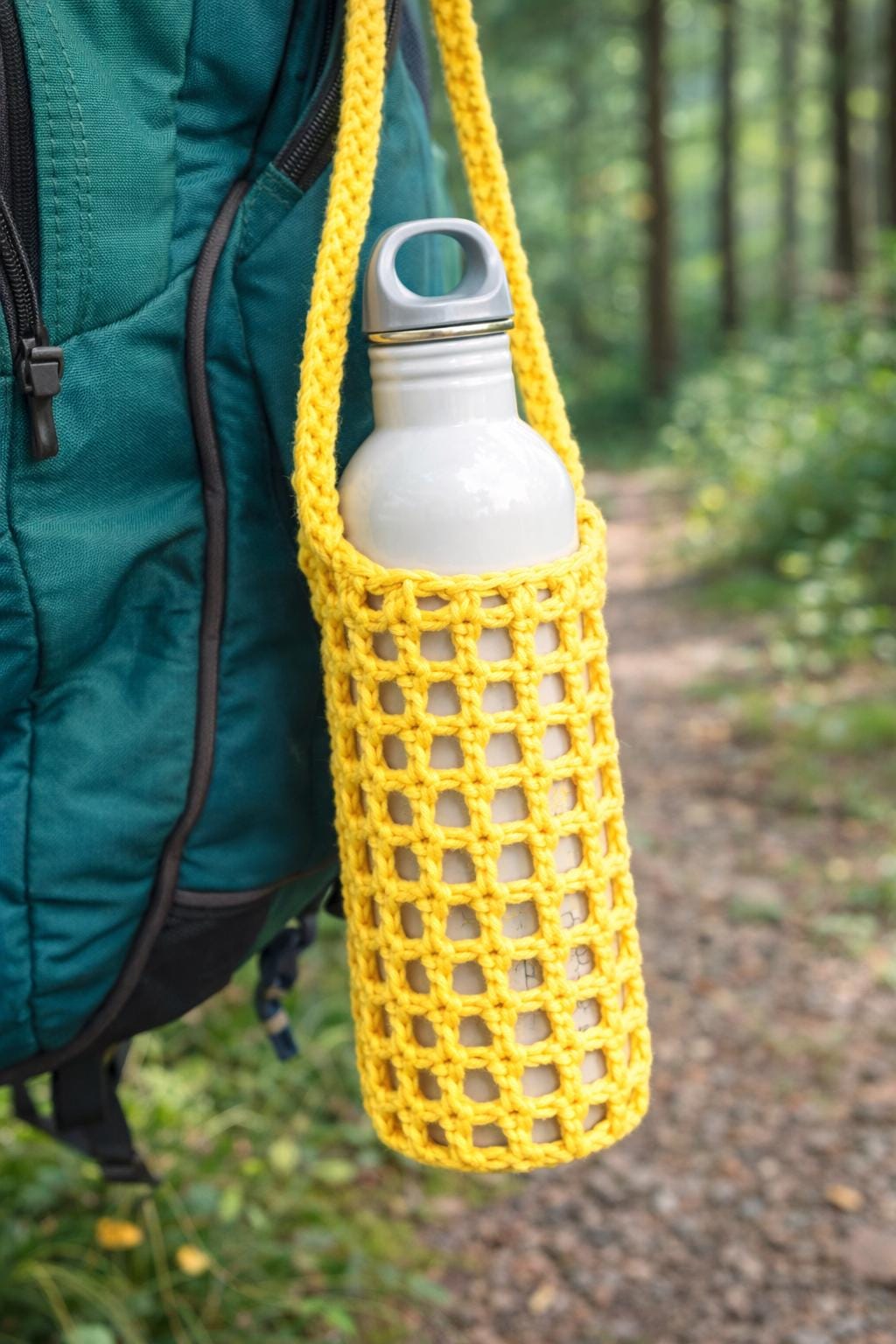 Hands-free Crochet Water Bottle Holder | Crossbody Bottle Bag ...
