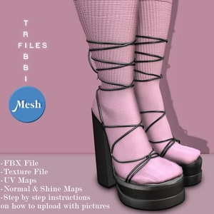 IMVU MESH FILE: Strappy Heels - With Removable Socks