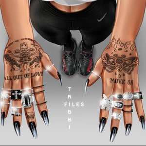 IMVU Veto Nails // Bibirasta Nail Mesh (Rings+Tattoos+Nails)