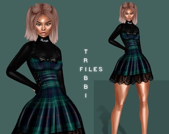 Free IMVU Willow Mismatched Set // Wiing Dress Mesh / Bibirasta Boot Mesh