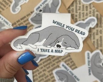 Sleepy Dog Magnetic Bookmark – Book Lover Gift