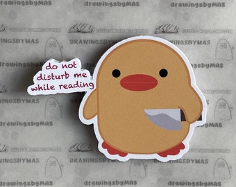 Dark Humor Duck Vinyl Sticker – Book Lover Stationery Gift