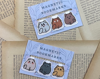 Marcador de Livro Magnético de Gato – Acessório Divertido e Laminado para Livros