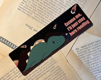 Introvert Dino Bookmark: Funny Reading Quote, Laminated