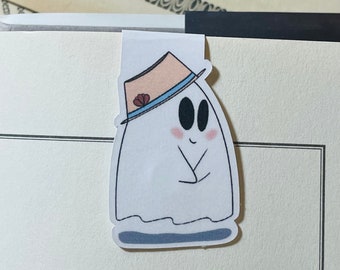 Marcapáginas magnético de fantasma con sombrero: un regalo literario espeluznante