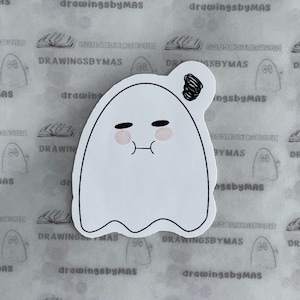 Sticker fantôme drôle, fantôme effrayant, vinyle autocollant ringard, autocollants huards, ambiance fantasmagorique, autocollants Kindle, cadeau pour amateur de livres, autocollant Happy Planner