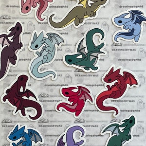 Pacchetto di adesivi con palette di colori "Drago Invernale" - Adesivi in vinile lucido fantasy - Regalo per gli amanti dei draghi - Adesivi per planner libreschi - Regalo sotto i 10 dollari