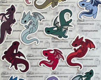 Pack d'autocollants de la palette de couleurs du dragon : autocollants brillants en vinyle fantaisie