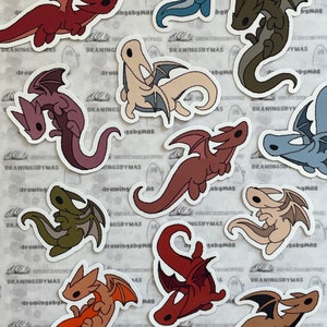 Paquete de pegatinas de la paleta de colores del dragón otoñal: vinilos de fantasía adorables, pegatinas brillantes de estilo literario, regalo para planificador y diario, regalo por menos de 10 dólares.