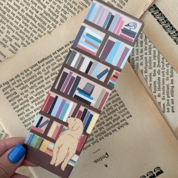 Golden Bookmark: Loyal Bookshelf Design, Laminated Reader Gift