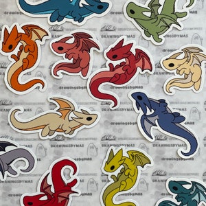 Pacchetto di adesivi con palette di colori "Primavera Drago" - Adesivi fantasy in vinile lucido - Regalo per gli amanti dei draghi - Adesivi per planner libreschi - Regalo sotto i 10 dollari