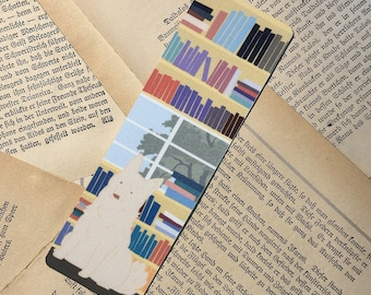 White Dog Bookmark | Book Lover Gift, Nerdy Reading, Soft Reader