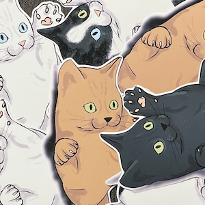 Stickers chat, chaton mignon, stickers sorcières, autocollant pour carnet de croquis, parfaits pour les agendas, les bullet journals et les ordinateurs portables, esthétique chat, papier glacé