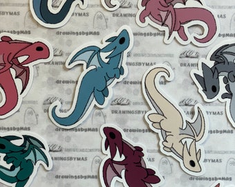 Pack d'autocollants de la palette de couleurs du dragon : autocollants fantaisie en vinyle brillant