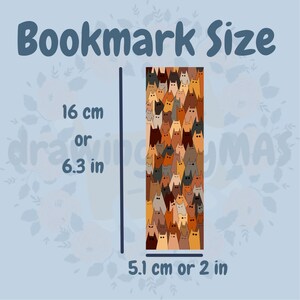 Bokmärke med kattmönster | Laminerat papper, present till bokälskare bild 6