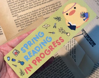 Spring Duck Laminated Bookmark: Funny Reading Quote