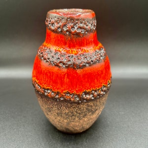 Scheurich Keramik West Germany Fat Lava Red Drip Glaze Vase 414-76 image 4