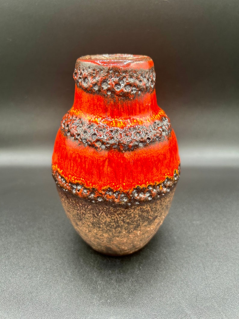 Scheurich Keramik West Germany Fat Lava Red Drip Glaze Vase 414-76 image 4